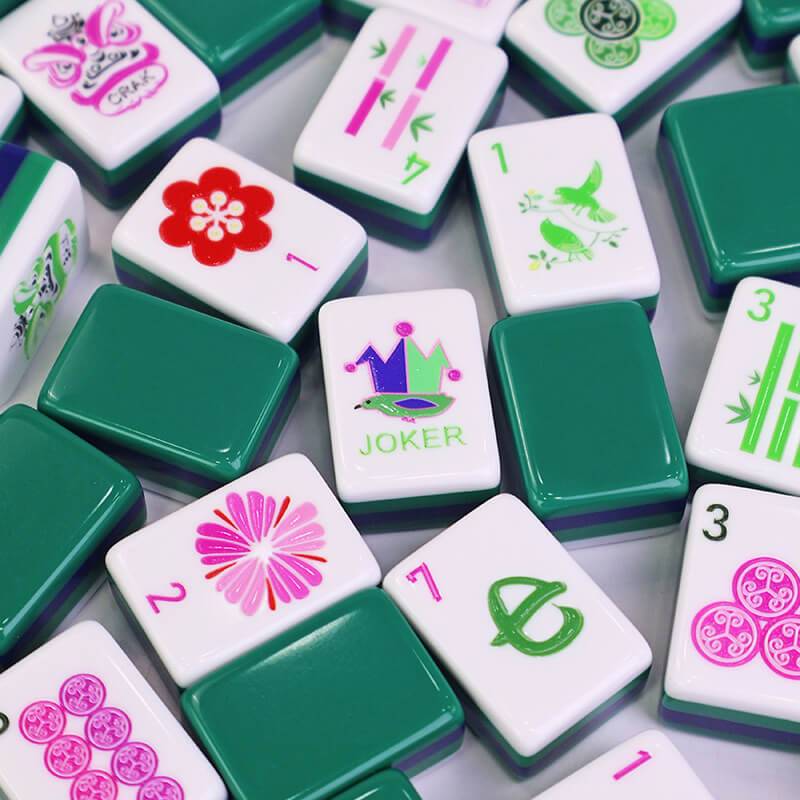 Acrylic Mahjong Tiles Green Color with Crown Joker